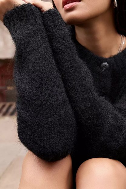 UO Hudson Fuzzy Cardigan - Black