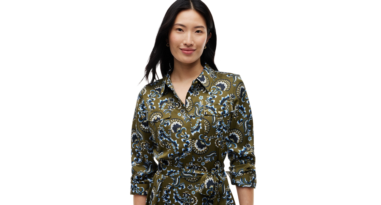 Tommy Hilfiger Women's Long-Sleeve Paisley-Print Shirt Dress - Expressive Floral Multi