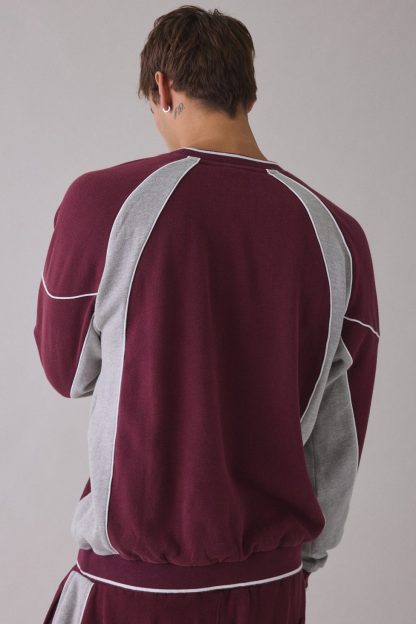 iets frans… Sporty Paneled Crew Neck Sweatshirt - Maroon