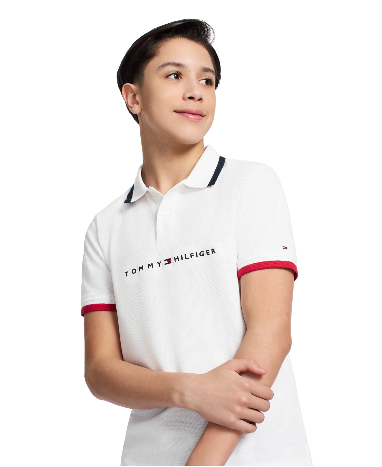 Tommy Hilfiger Boys' 2T-7 Tomas Short-Sleeve Tipped Polo Shirt - Fresh White