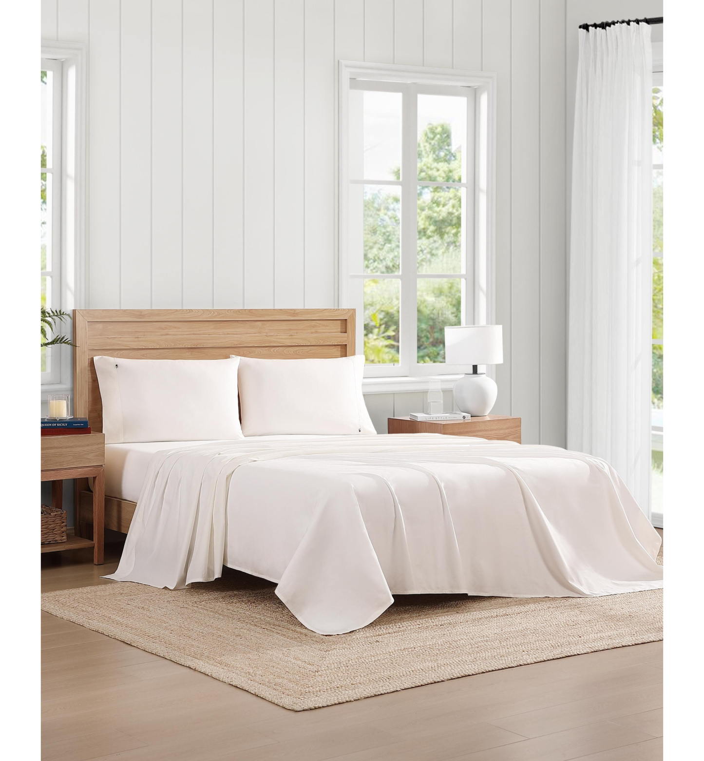Tommy Hilfiger Solid 200-Thread Count Cotton Percale Sheet Set - Ivory