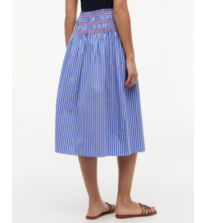 Tommy Hilfiger Women's Cotton Smocked Striped Midi Skirt - Smocking Stripe