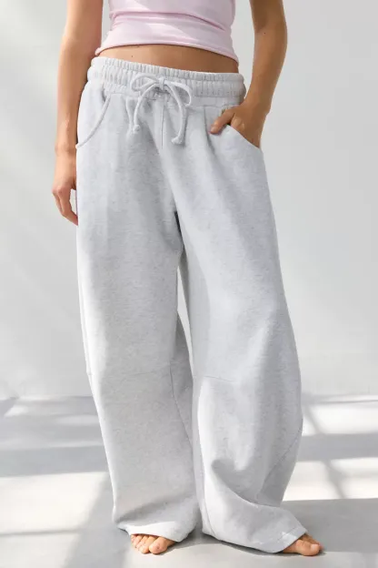 Out From Under Essential Barrel Leg Full Length Sweatpants - Heather Grey