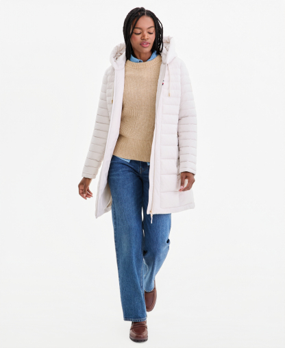 Tommy Hilfiger Women's Puffer Packable Hooded Coat - WHITE SAND