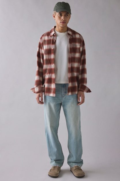 BDG Embroidered Relaxed Straight Fit Jeans - Vintage Denim Light