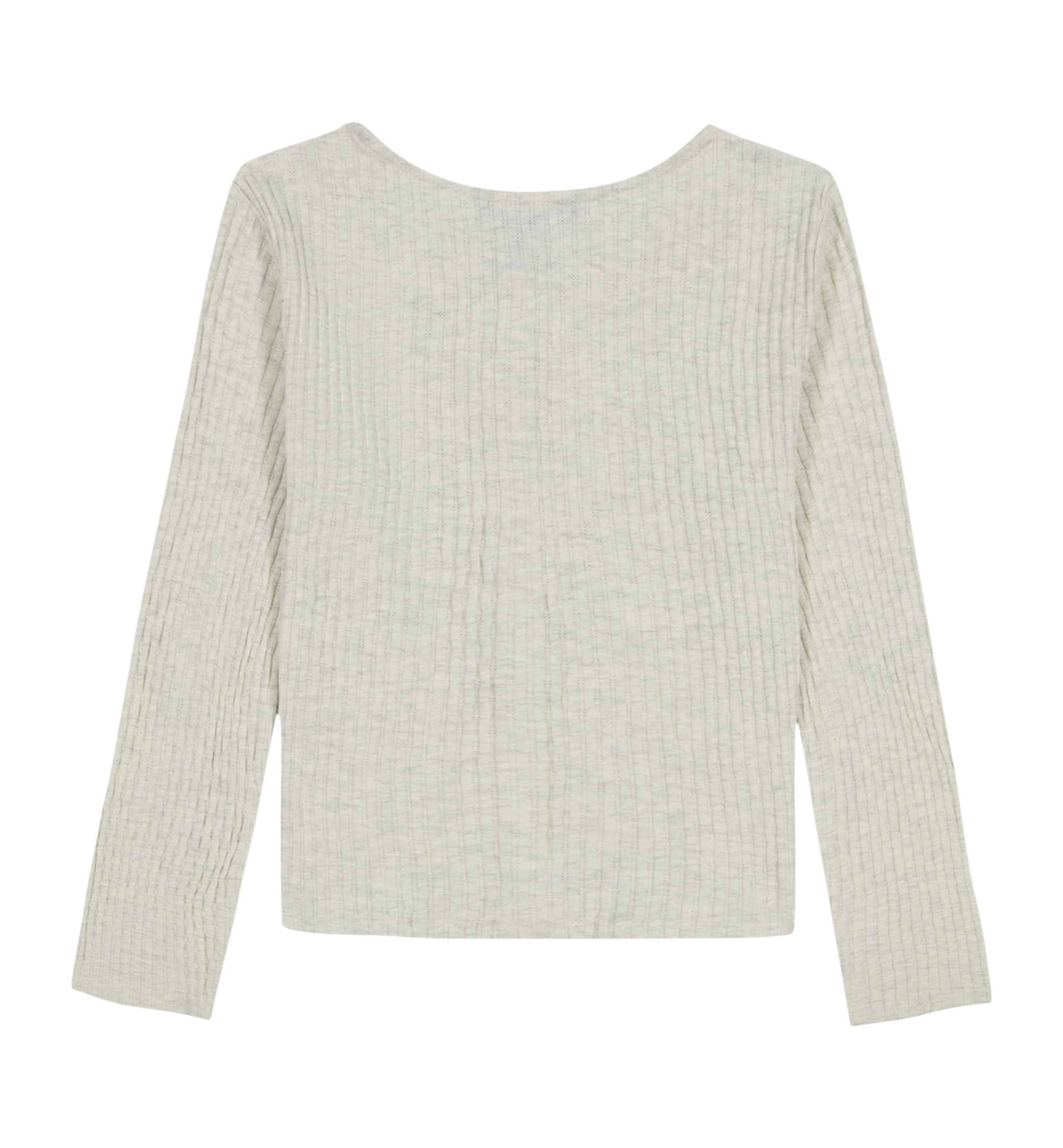 Tommy Hilfiger Girls' 7-16 Pointelle Rib Long-Sleeve Top - Oat Heather