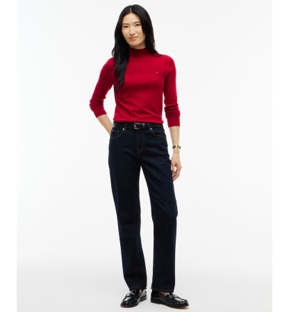 Tommy Hilfiger Women's Mock Neck Long-Sleeve Slim-Fit Sweater - Raspberry Juice