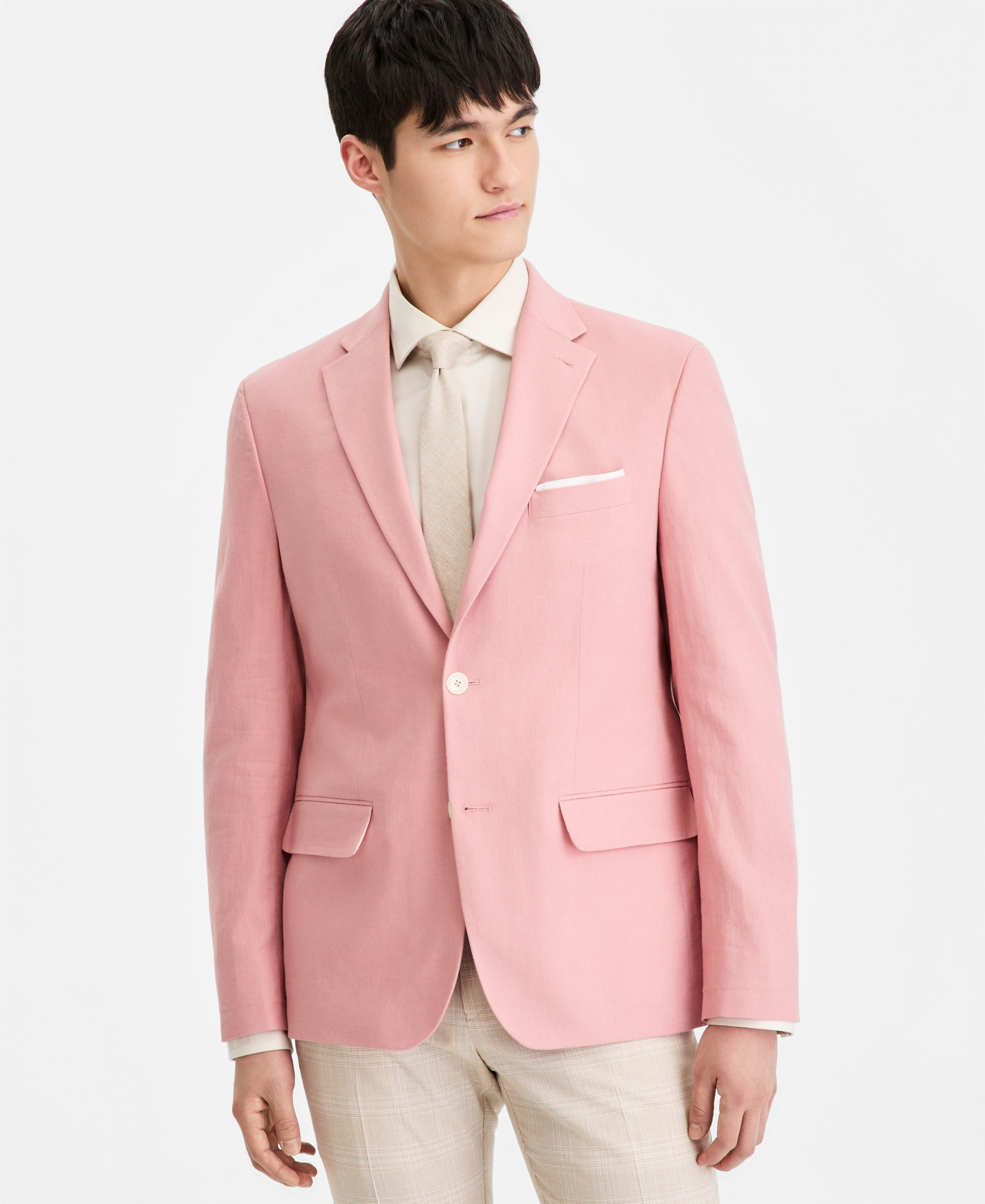 Tommy Hilfiger Men's Modern-Fit Linen Blend Blazer - PINK