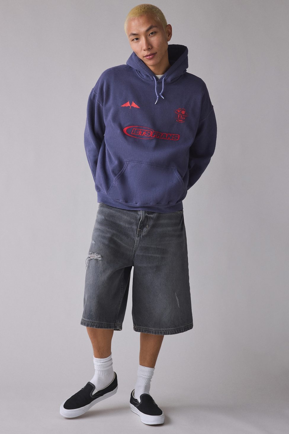 iets frans… Embroidered Sports Logo Hoodie Sweatshirt - Navy