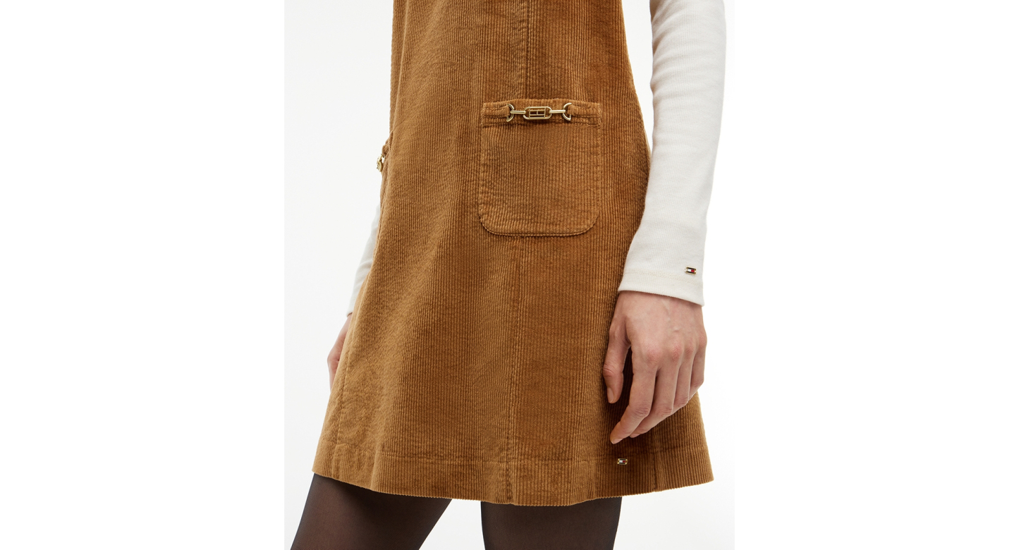 Tommy Hilfiger Women's Corduroy Scoop Neck Mini Dress - Desert Khaki