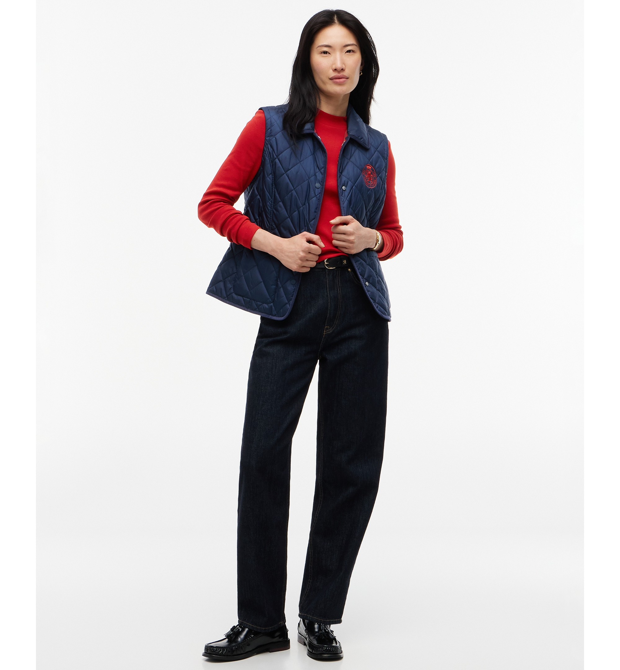 Tommy Hilfiger Women's Quilted Club Collar Vest - Dark Blue