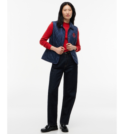 Tommy Hilfiger Women's Quilted Club Collar Vest - Dark Blue