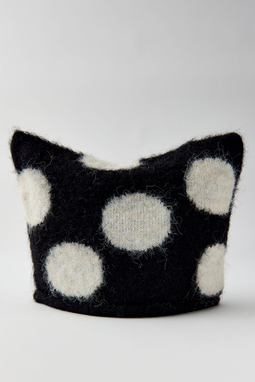 Mylo Polka Dot Square Beanie - Black + White
