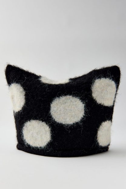 Mylo Polka Dot Square Beanie - Black + White