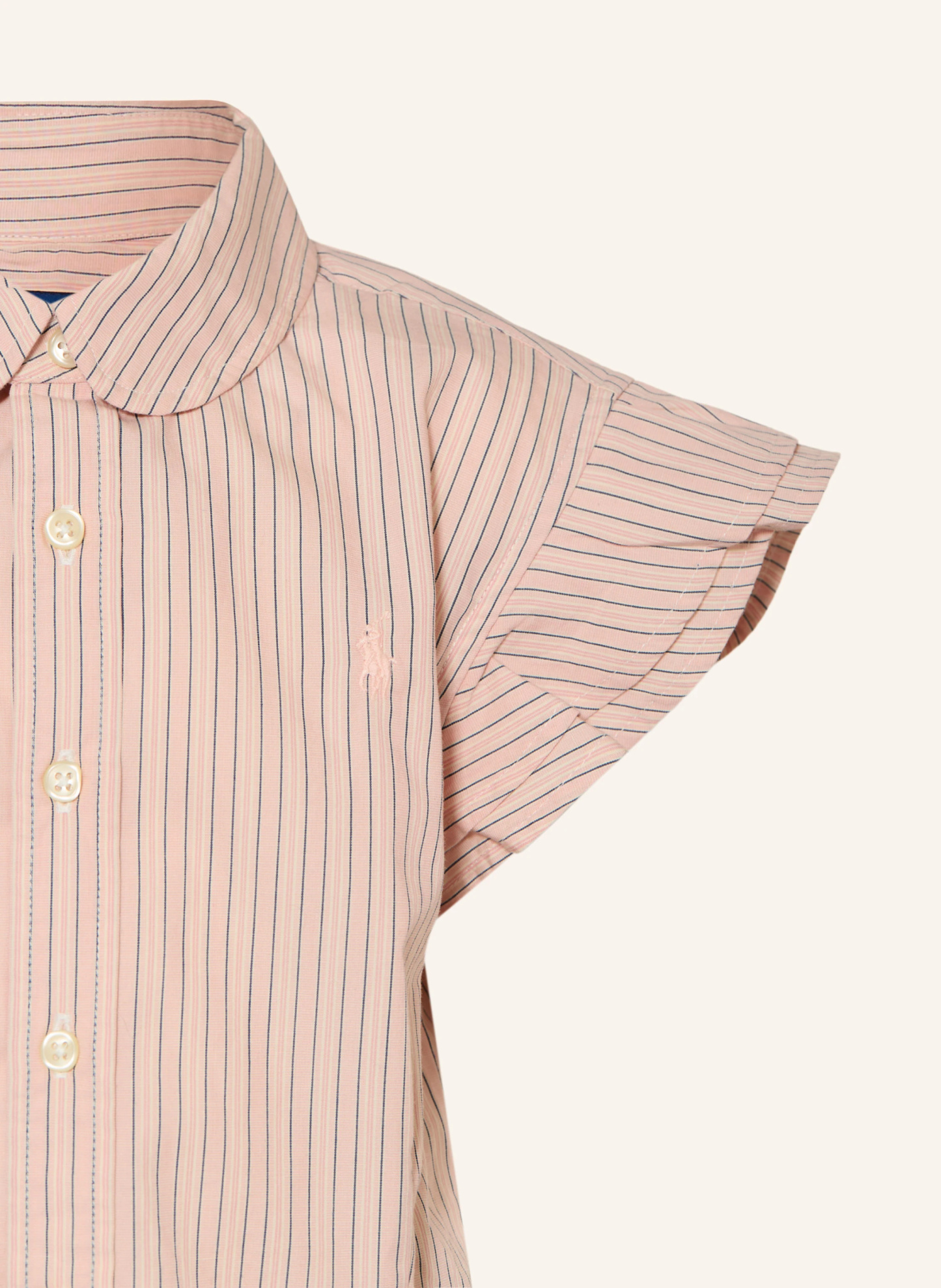 POLO RALPH LAUREN Bluse mit Volants – ROSÉ / CREME / DUNKELBLAU