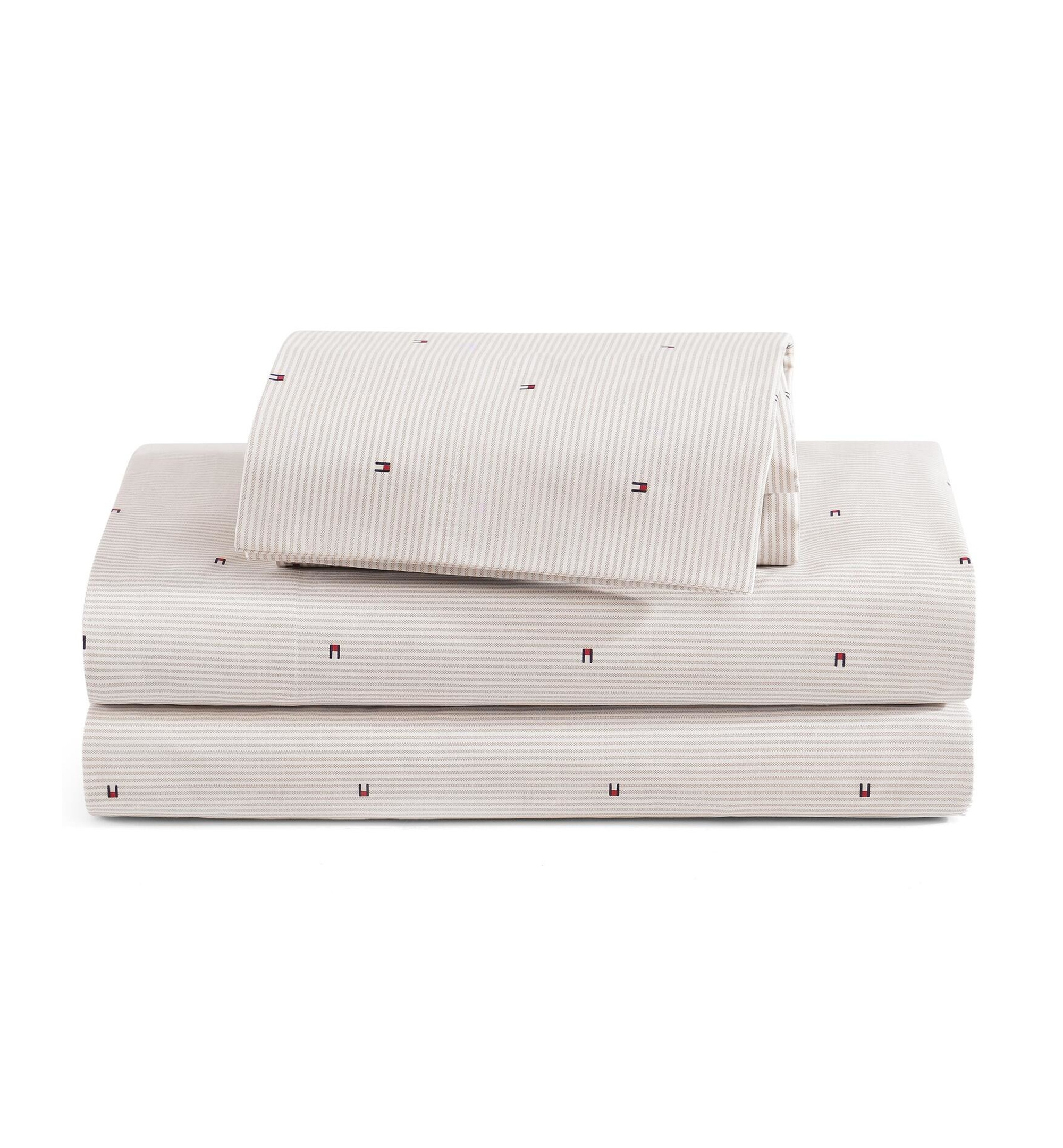 Tommy Hilfiger Ithaca Flag Stripe Cotton Percale Sheet Set - Medium Bei
