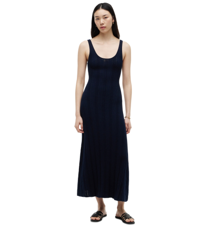 Tommy Hilfiger Women's Cotton Cable Pointelle Maxi Dress - Dark Night Navy