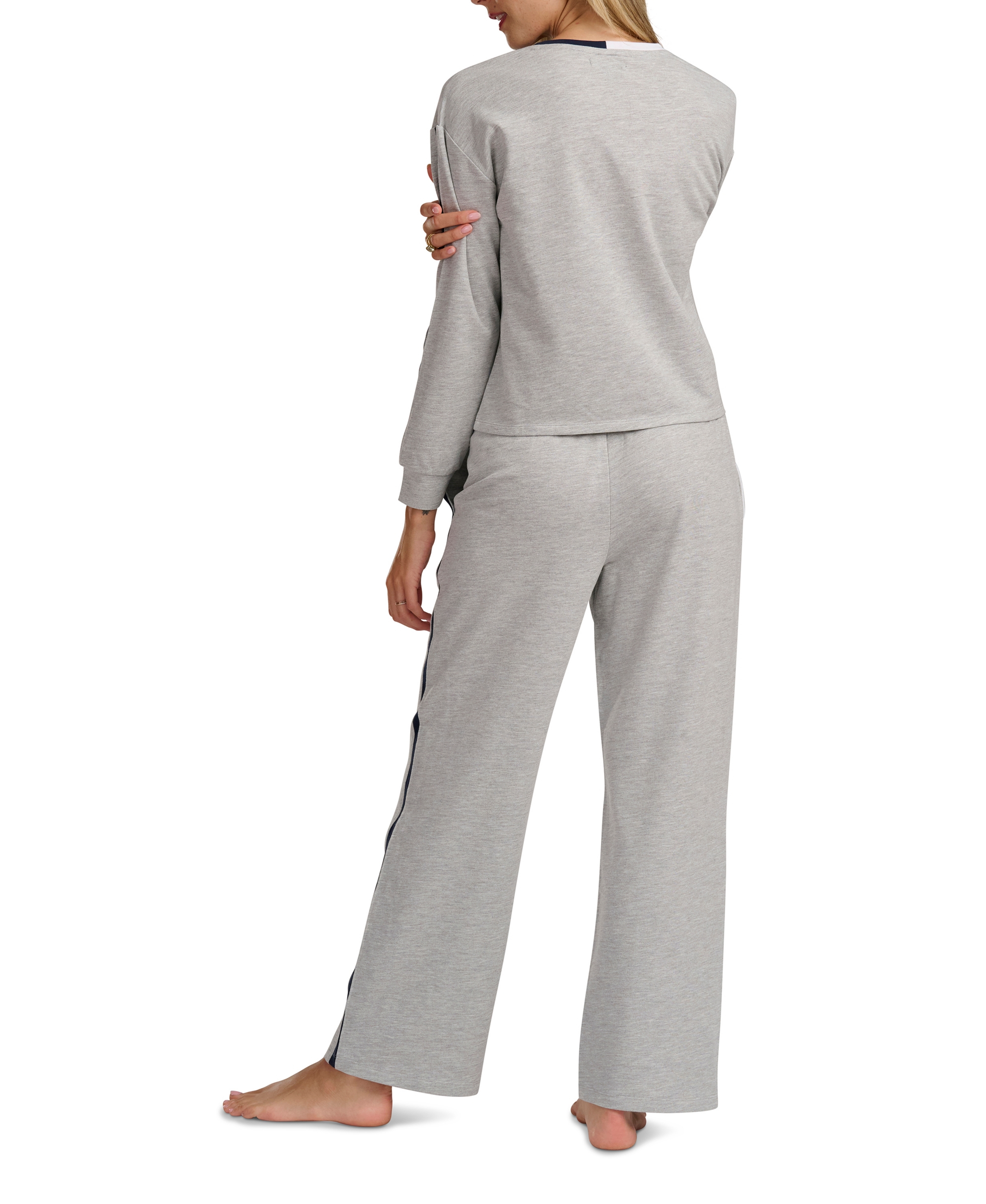Tommy Hilfiger Women's Long-Sleeve Wide-Leg Pullover and Long Pants, 2-Piece Set - Heather Gray