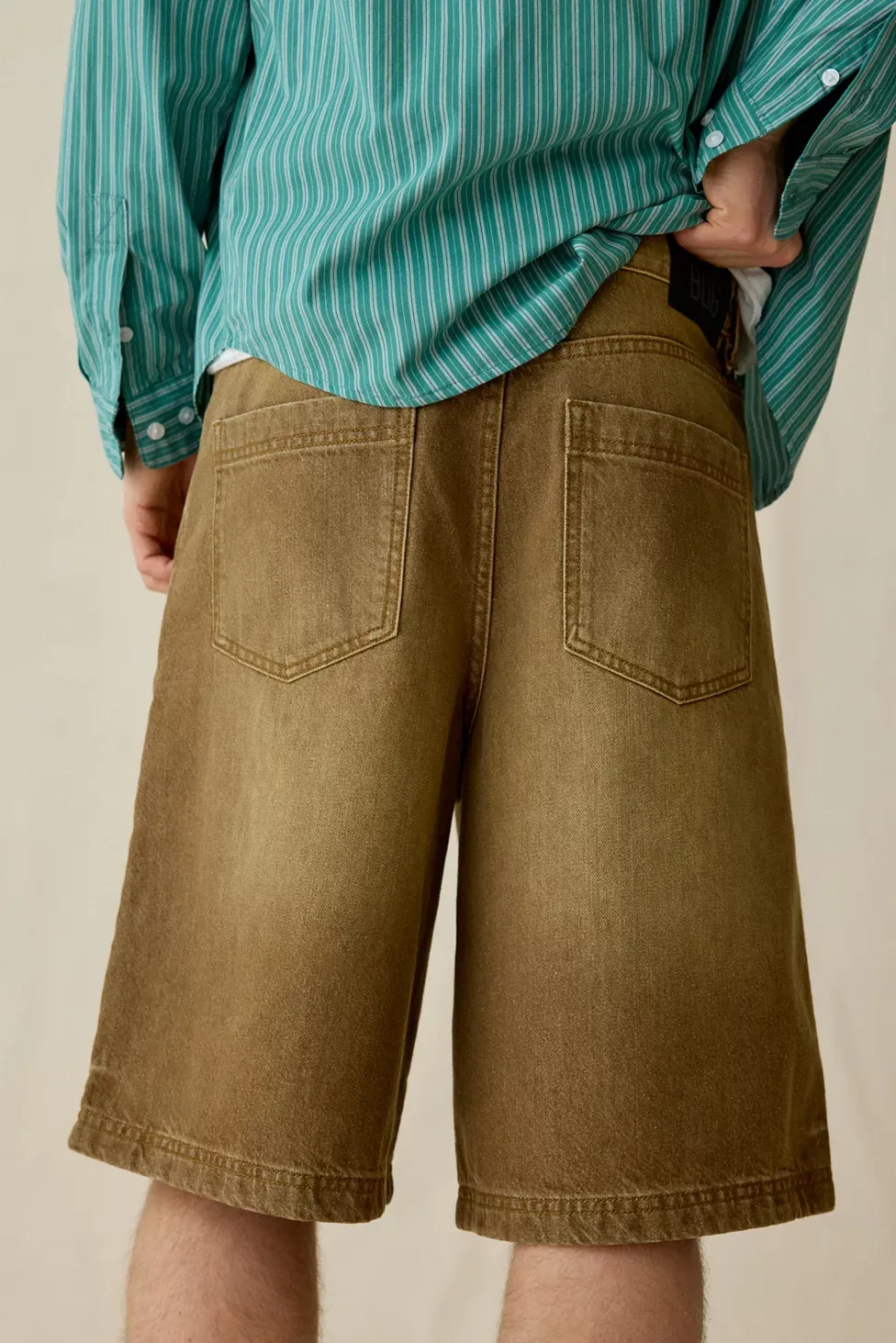 BDG Astro Baggy Washed Denim Jorts - Caramel