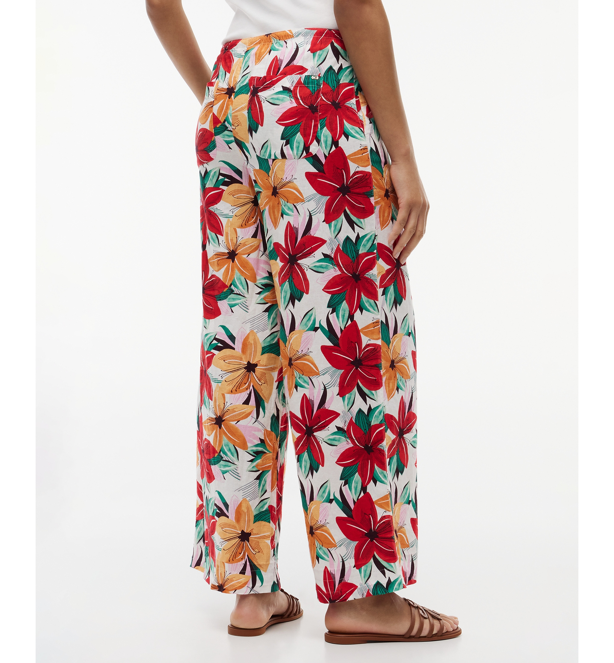 Tommy Hilfiger Women's Printed Linen-Blend Pants - Hibiscus Garden Ecru