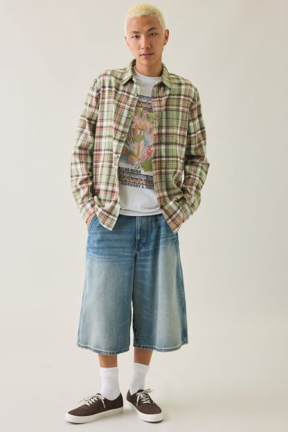BDG Baggy Flannel Long Sleeve Shirt - Green