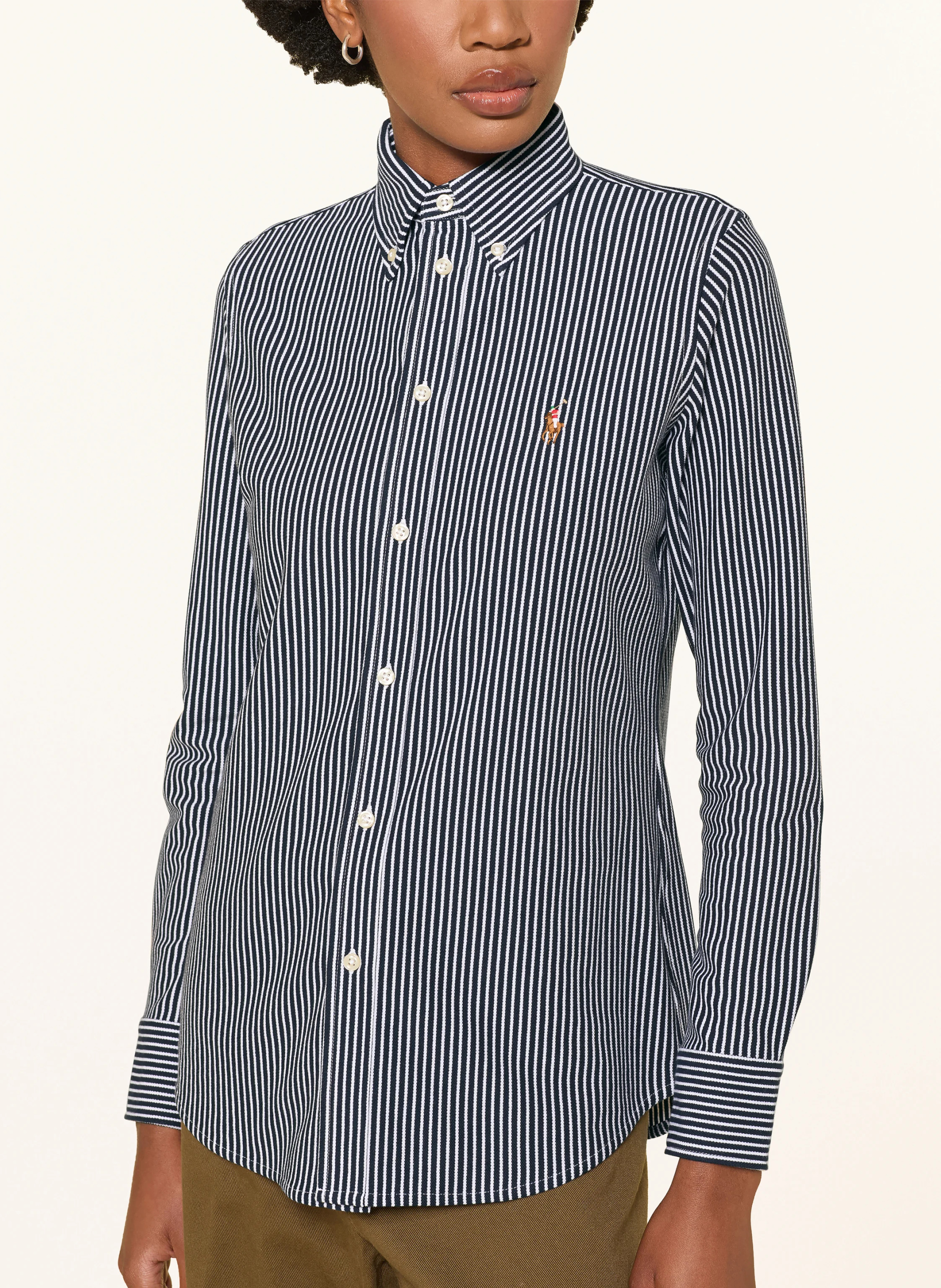 POLO RALPH LAUREN Hemdbluse aus Piqué – DUNKELBLAU / WEISS