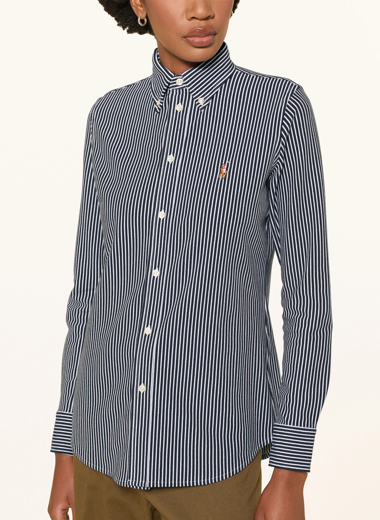 POLO RALPH LAUREN Hemdbluse aus Piqué – DUNKELBLAU / WEISS