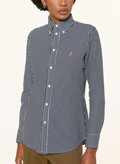 POLO RALPH LAUREN Hemdbluse aus Piqué – DUNKELBLAU / WEISS