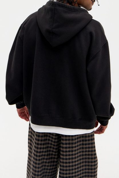 iets frans... Embroidered Logo Zip-Up Hoodie Sweatshirt - Black