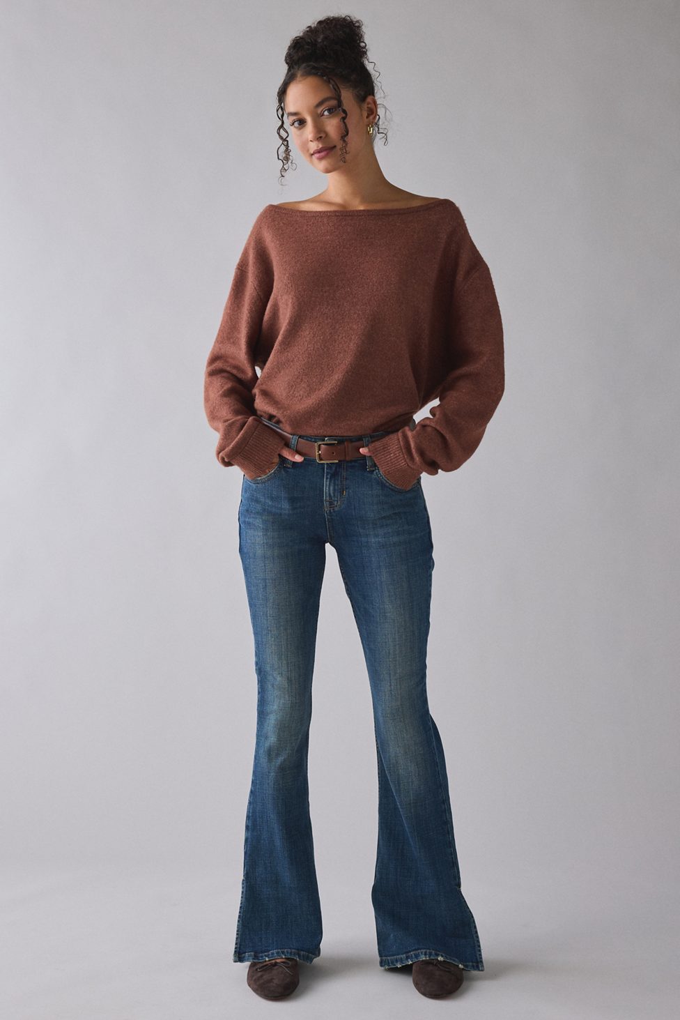 BDG Brooke Split Hem Low-Rise Flare Jeans - Tinted Denim