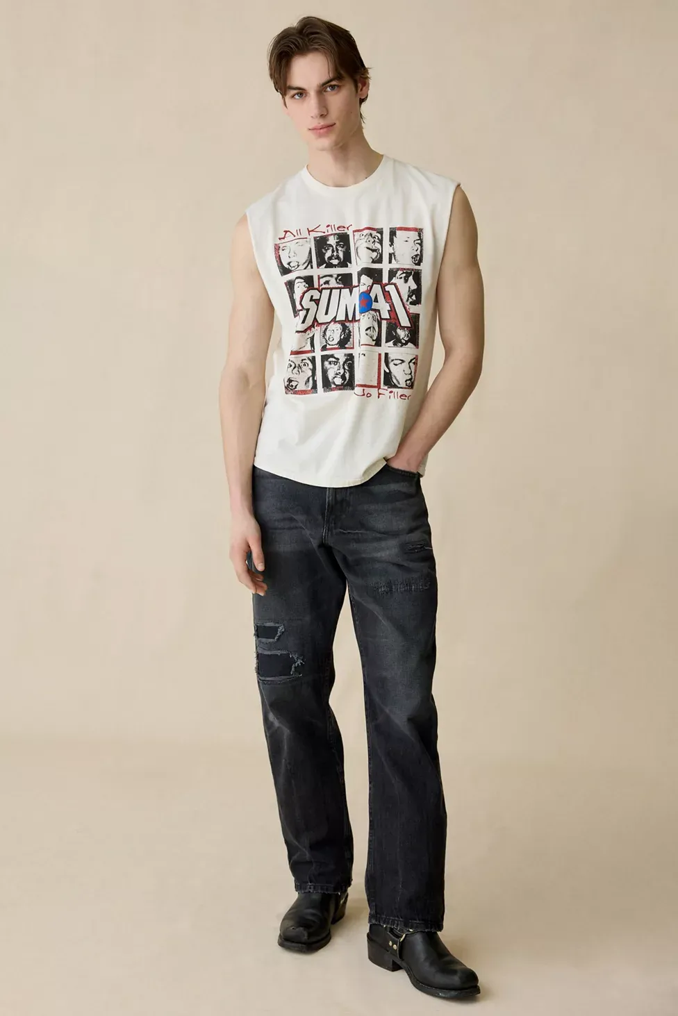 BDG Repaired Relaxed Straight Fit Jeans - Charcoal