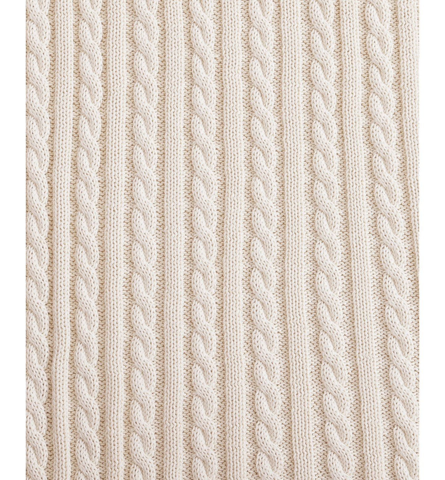 Tommy Hilfiger Solid Cotton Cable Knit Throw, 70" x 50" - Light Beig
