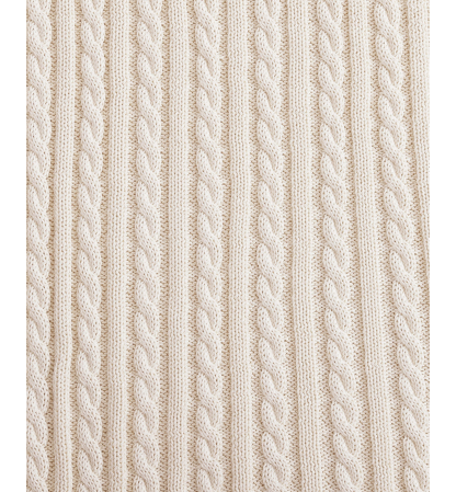Tommy Hilfiger Solid Cotton Cable Knit Throw, 70" x 50" - Light Beig
