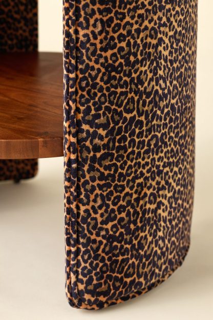 Jane Round Upholstered Storage Nightstand - Leopard