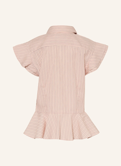 POLO RALPH LAUREN Bluse mit Volants – ROSÉ / CREME / DUNKELBLAU