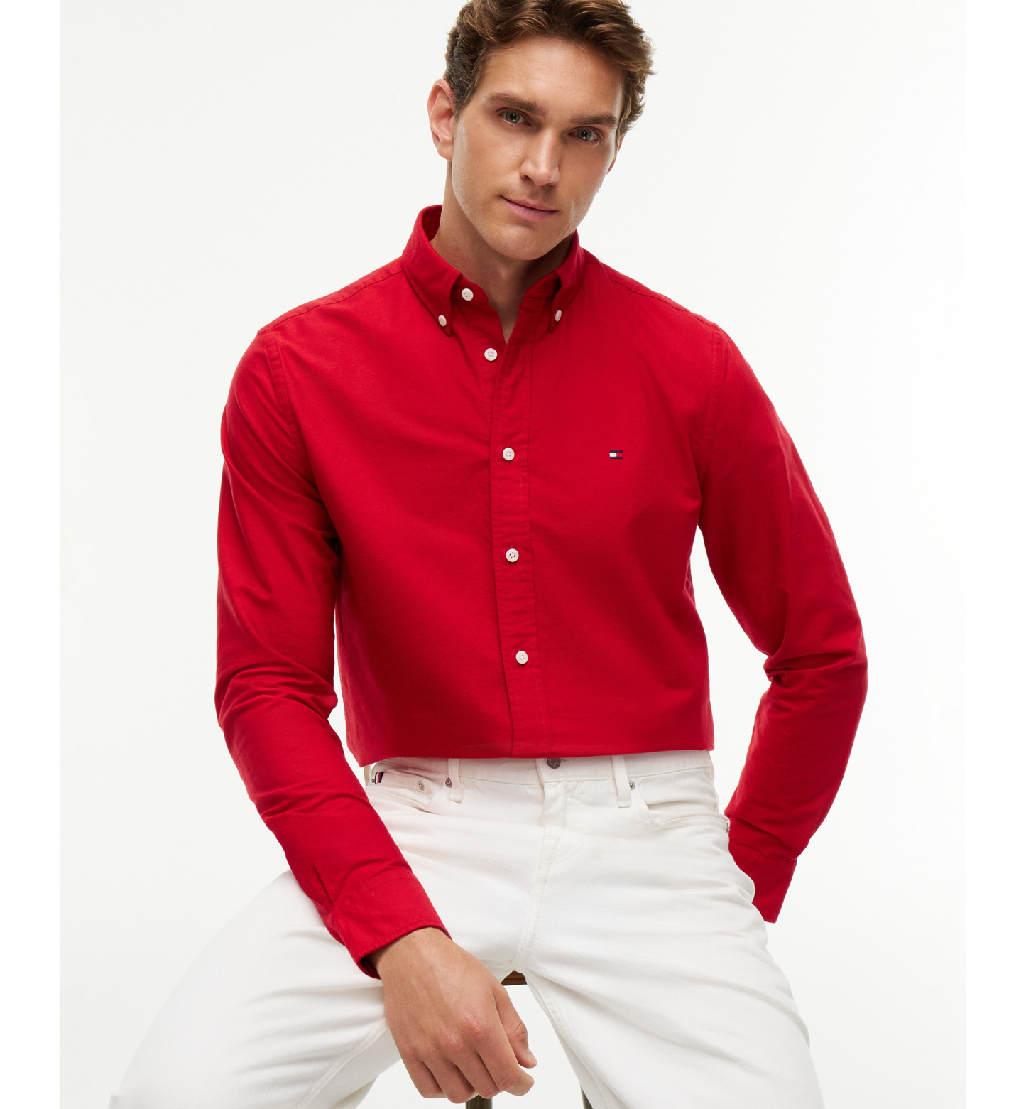 Tommy Hilfiger Men's Heritage Regular-Fit Oxford Shirt - Medium Red