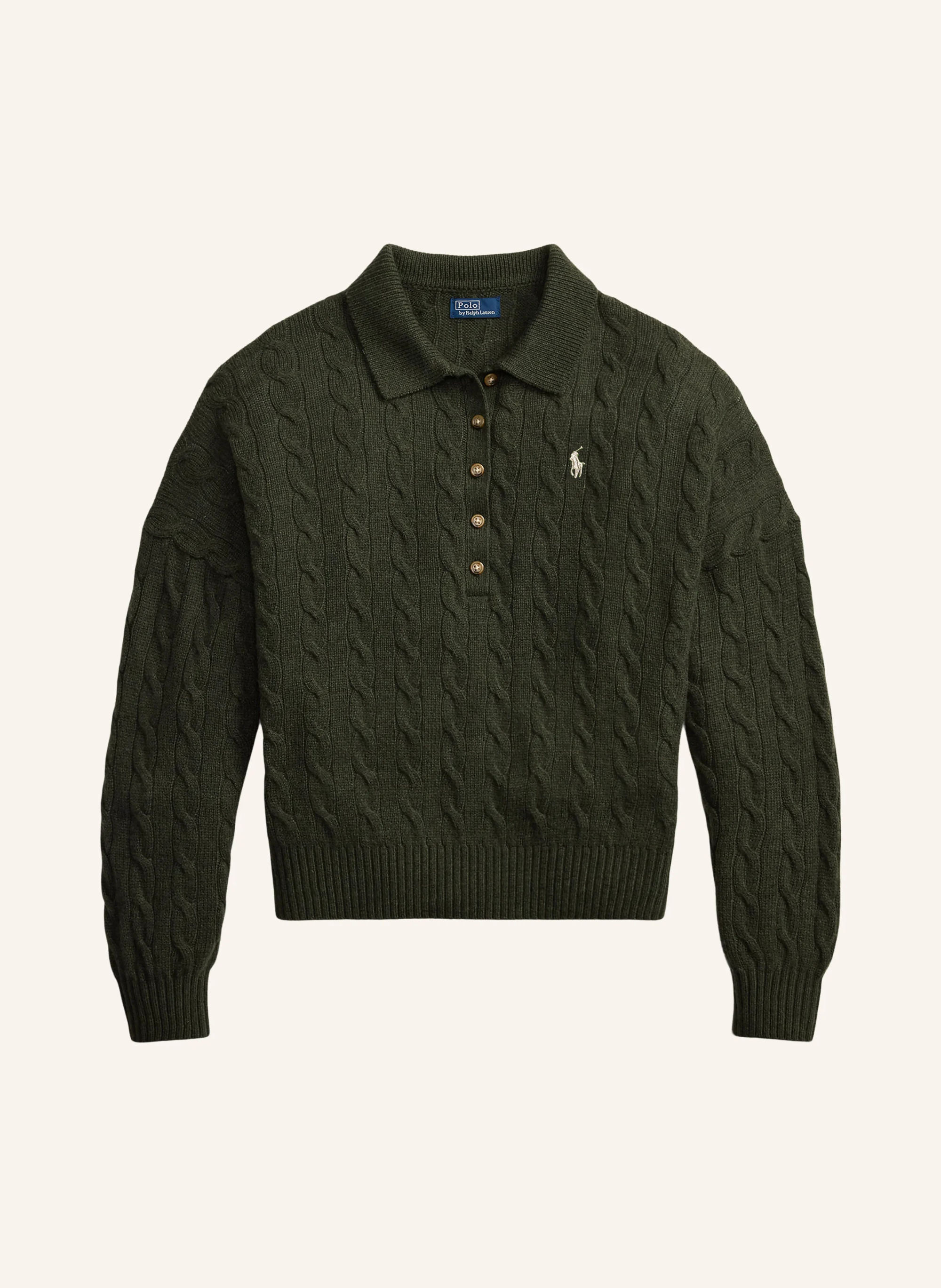 POLO RALPH LAUREN Strick-Poloshirt – DUNKELGRÜN
