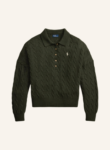 POLO RALPH LAUREN Strick-Poloshirt – DUNKELGRÜN