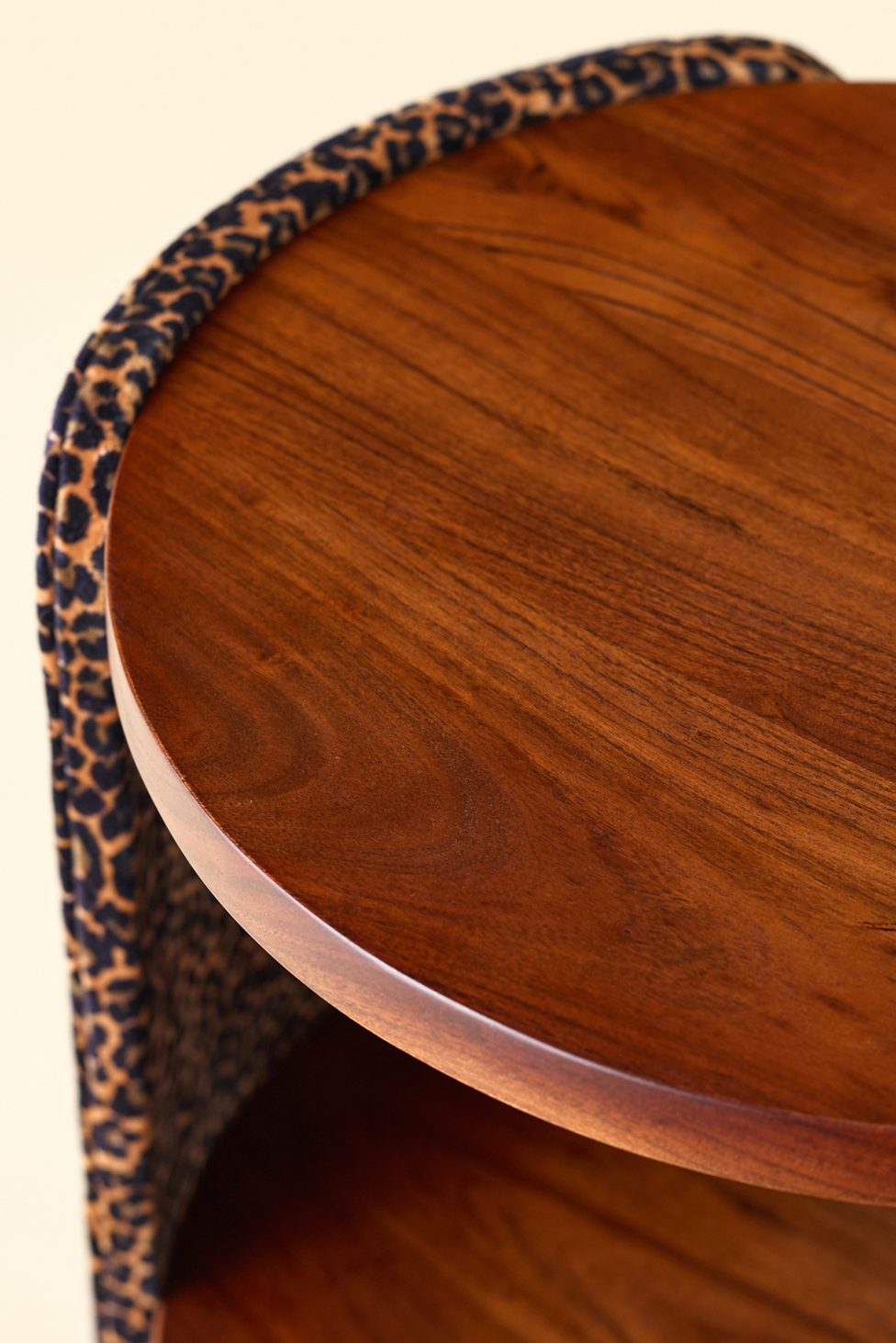 Jane Round Upholstered Storage Nightstand - Leopard