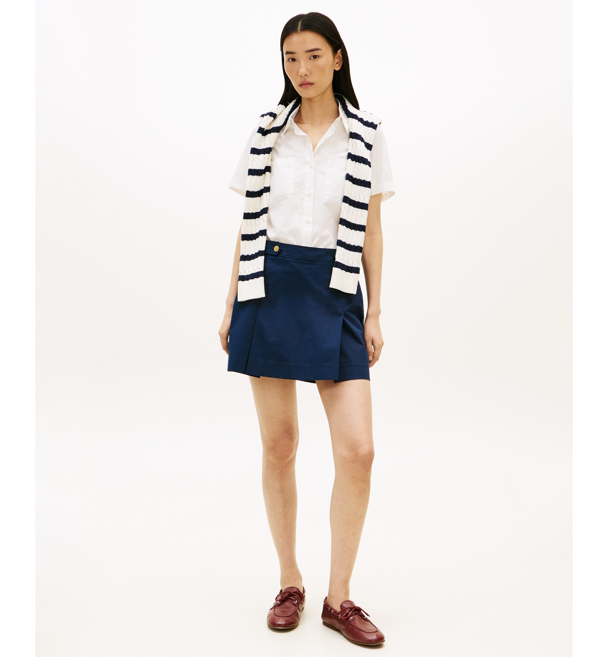 Tommy Hilfiger Women's Classic Poplin Short-Sleeve Shirt - Ecru