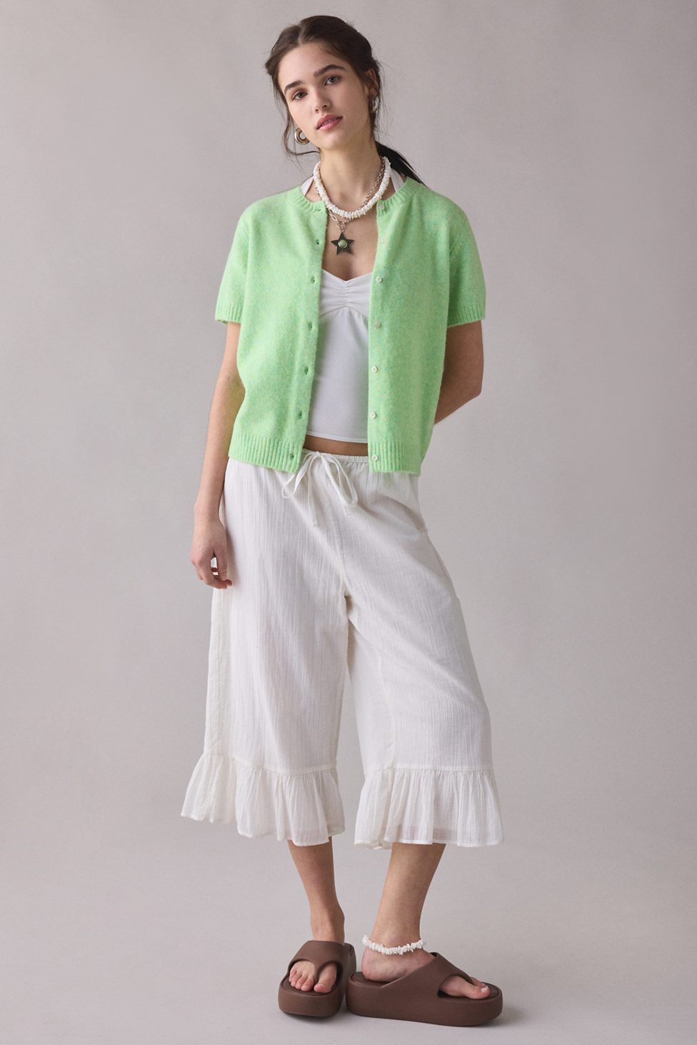 Kimchi Blue Rachel Short Sleeve Cardigan - Pistachio Green