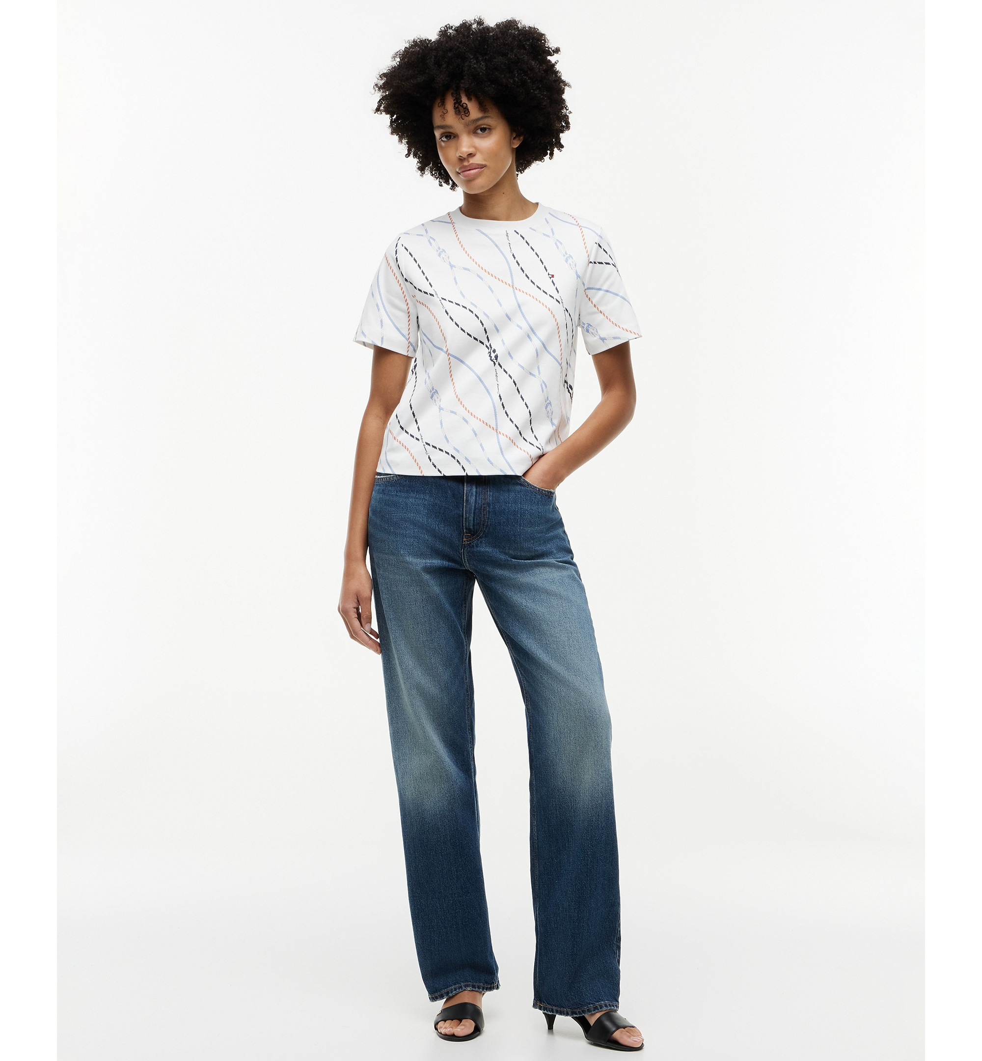 Tommy Hilfiger Women's Interlock Boxy Crewneck Short-Sleeve T-Shirt - Multi Color Rope