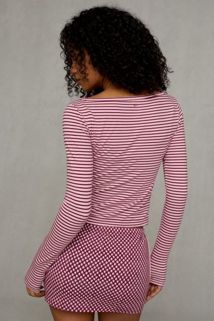 Out From Under Bec Fitted Cardigan - Pink Stripe