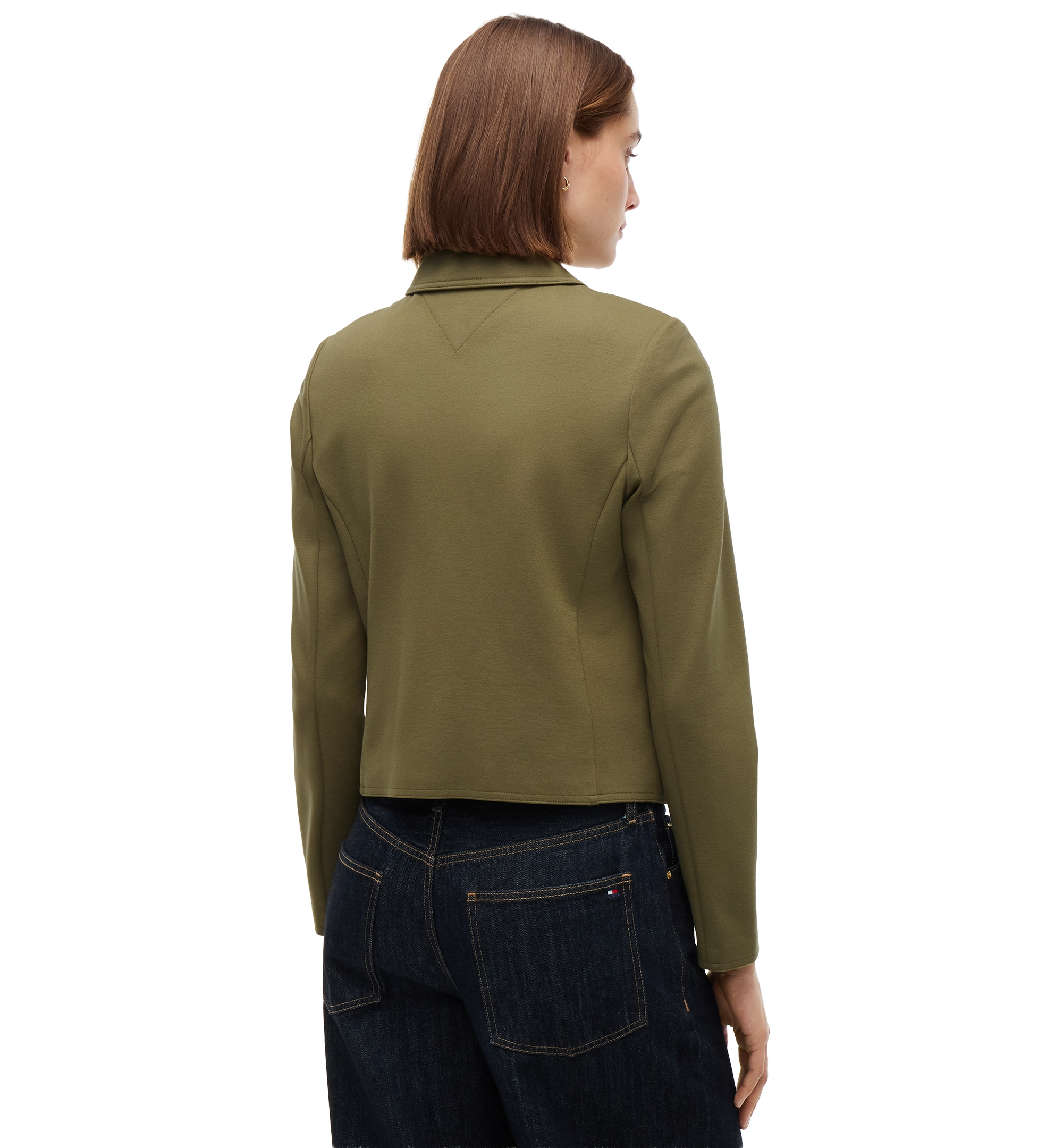 Tommy Hilfiger Women's Ponte Knit Band Collar Jacket - Utility Olive
