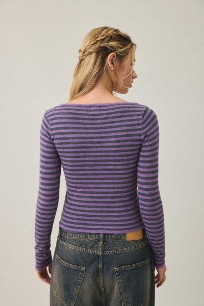 BDG Sutton Slanted Asymmetric Button Cardigan - Purple