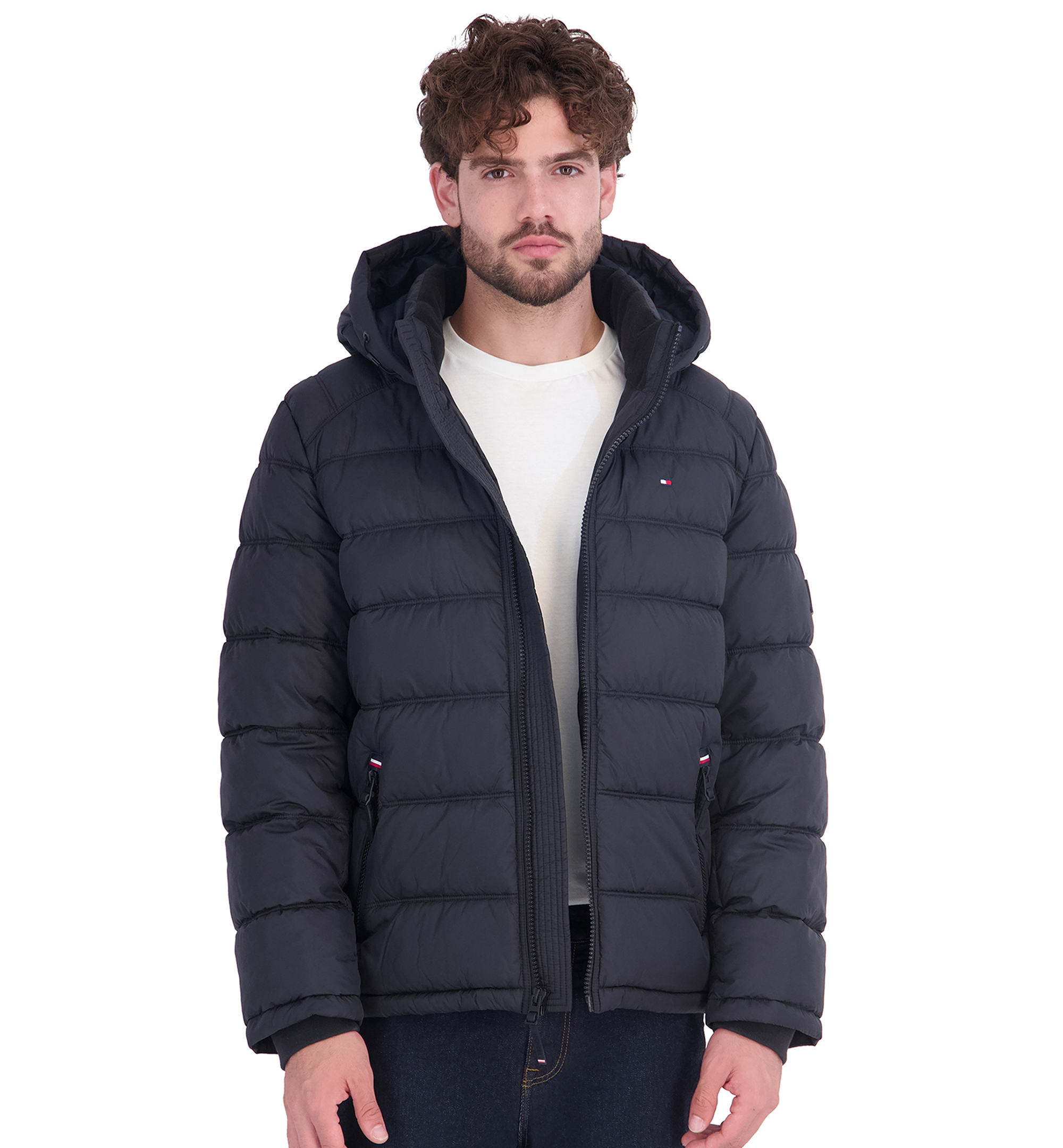 Tommy Hilfiger Men's Hooded Puffer Jacket - Black