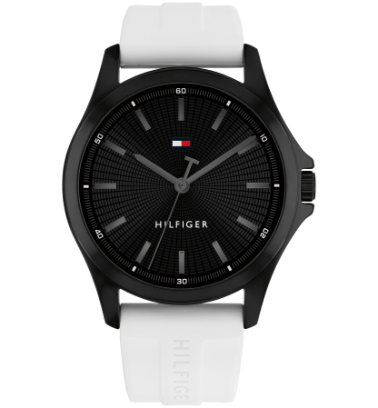 Tommy Hilfiger Men's Quartz White Silicone Strap Watch 42mm - Black