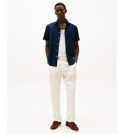 Tommy Hilfiger Men's Short Sleeve Flex Poplin Regular Fit Shirt - Desert Sky