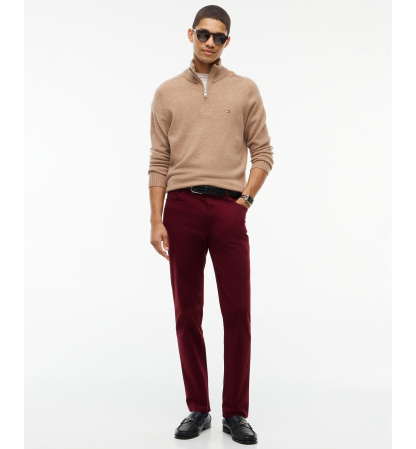 Tommy Hilfiger Men's Denton Straight-Fit Five-Pocket Stretch Twill Pants - Burgundy