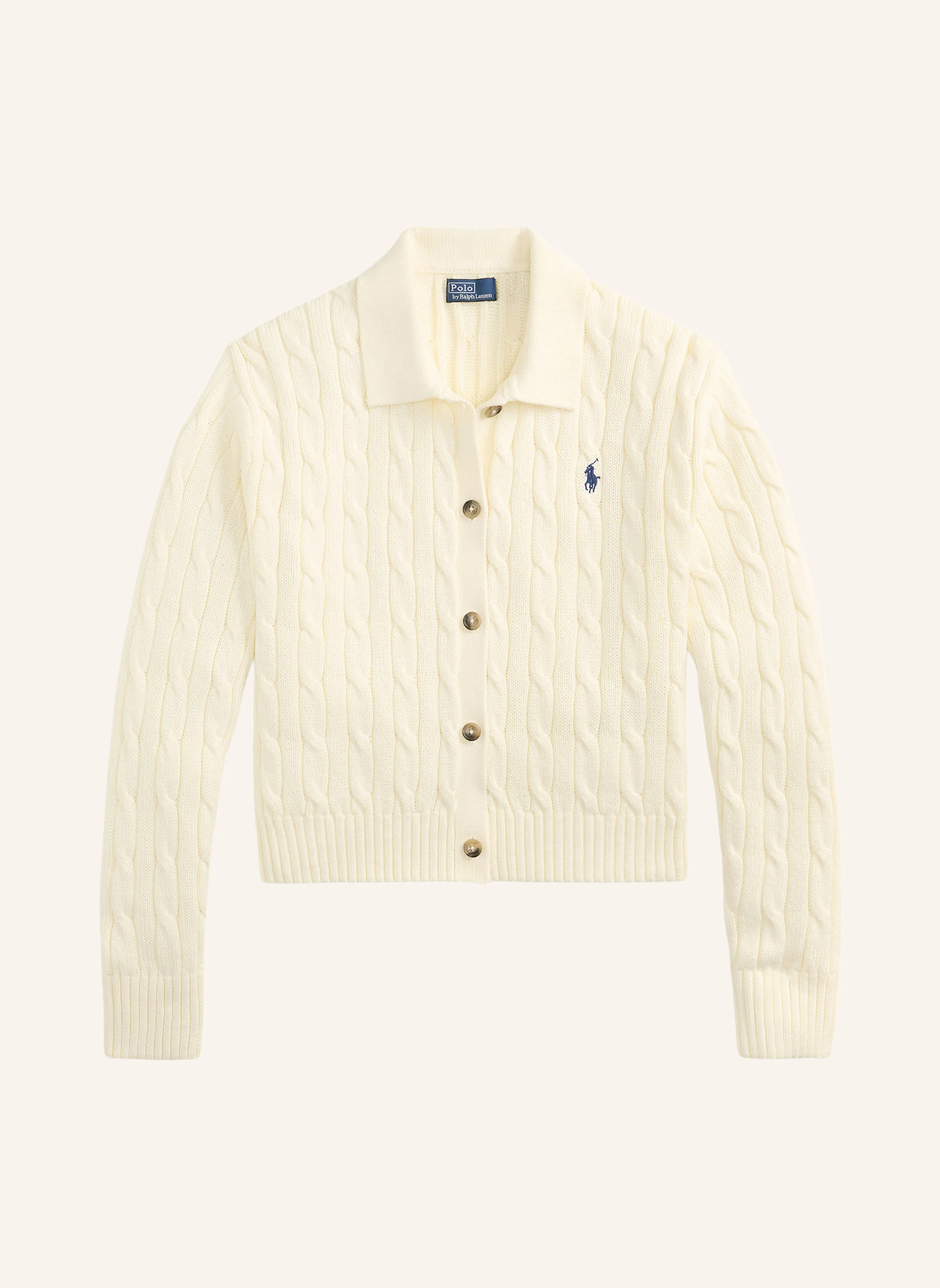 POLO RALPH LAUREN Strickjacke – ECRU / DUNKELBLAU
